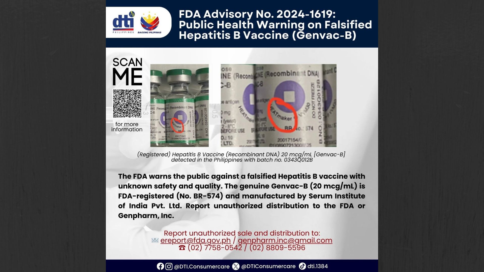 DTI, FDA pinag-iingat ang publiko sa pekeng Hepa B vaccine