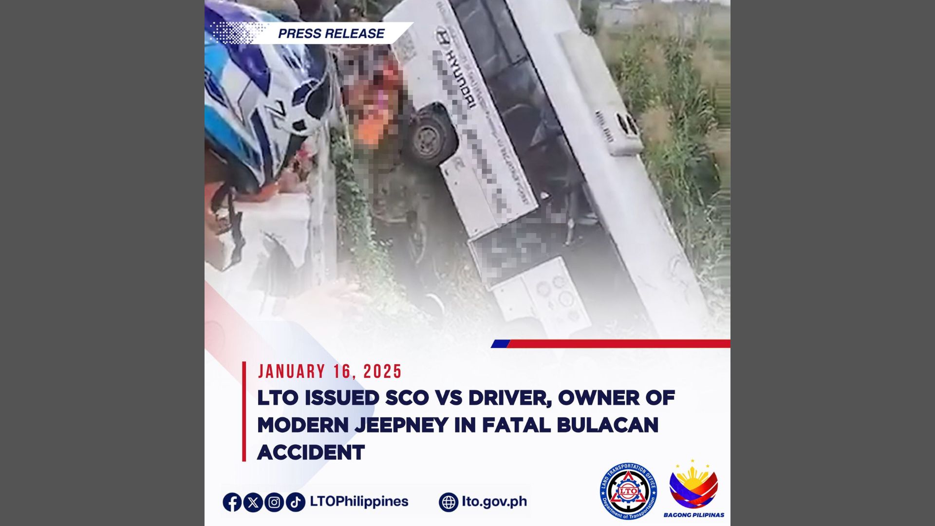 LTO naglabas ng show cause order sa driver at may-ari ng modern jeep na nasangkot sa aksidente sa Bulacan