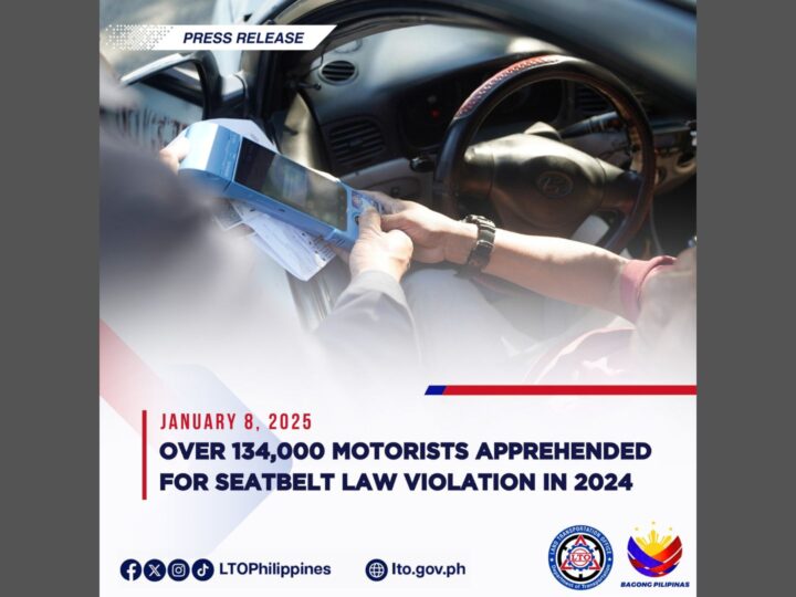 Mahigit 134,000 na motorista nahuli sa paglabag sa Seatbelt Law noong 2024 – LTO