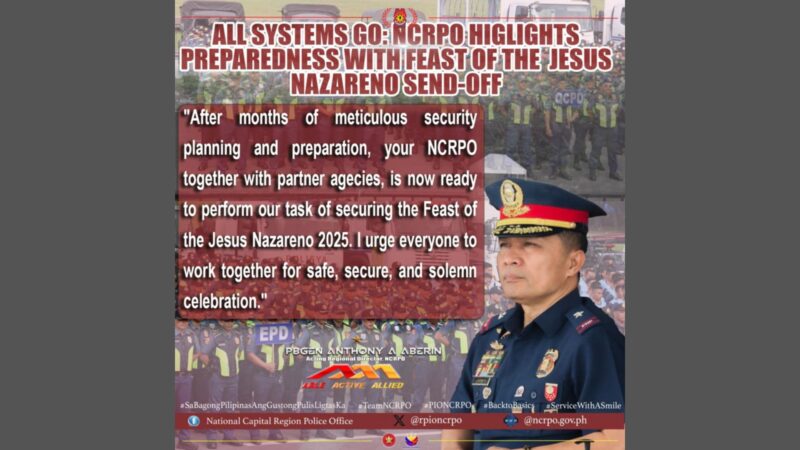 NCRPO “all systems go” na para sa Pista ng Itim na Nazareno