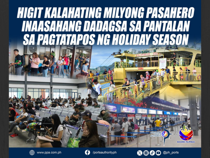 Mahigit kalahating milyong pasahero dadagsa sa mga pantalan sa pagtatapos ng holiday season