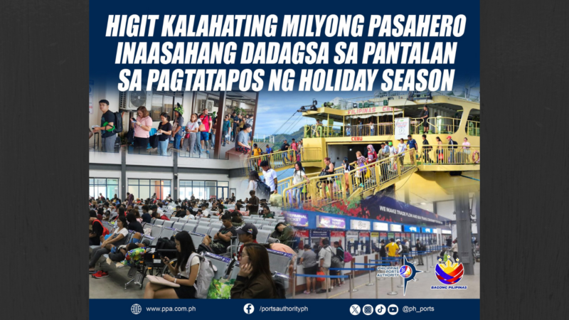 Mahigit kalahating milyong pasahero dadagsa sa mga pantalan sa pagtatapos ng holiday season