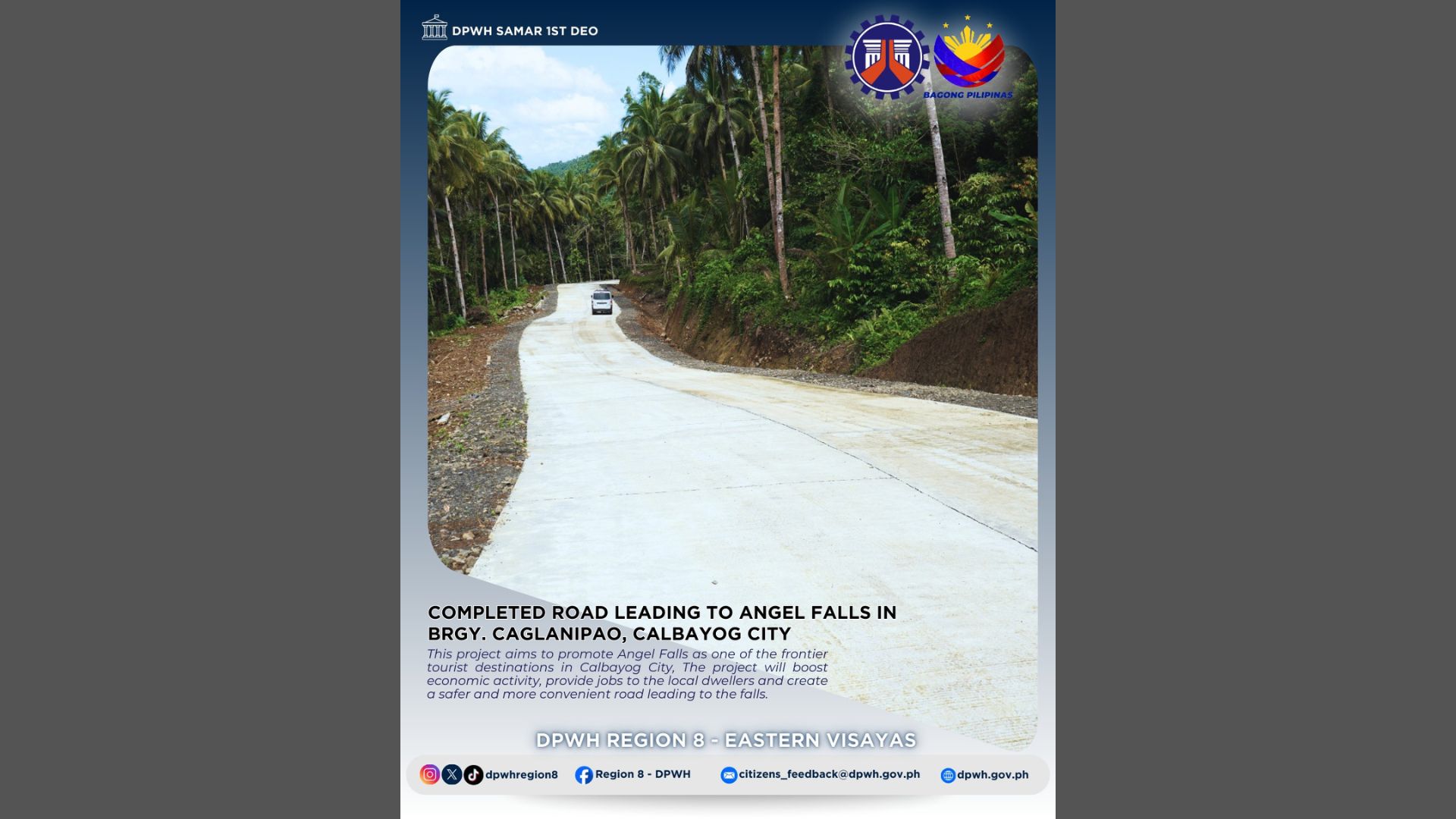 Kalsada patungo sa Angel Falls sa Calbayog City, natapos na ng DPWH