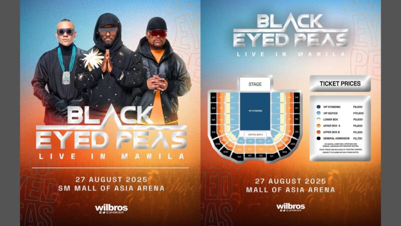 Presyo ng tiket para sa concert ng Black Eyed Peas sa bansa, inanunsyo na ng Wilbros Live