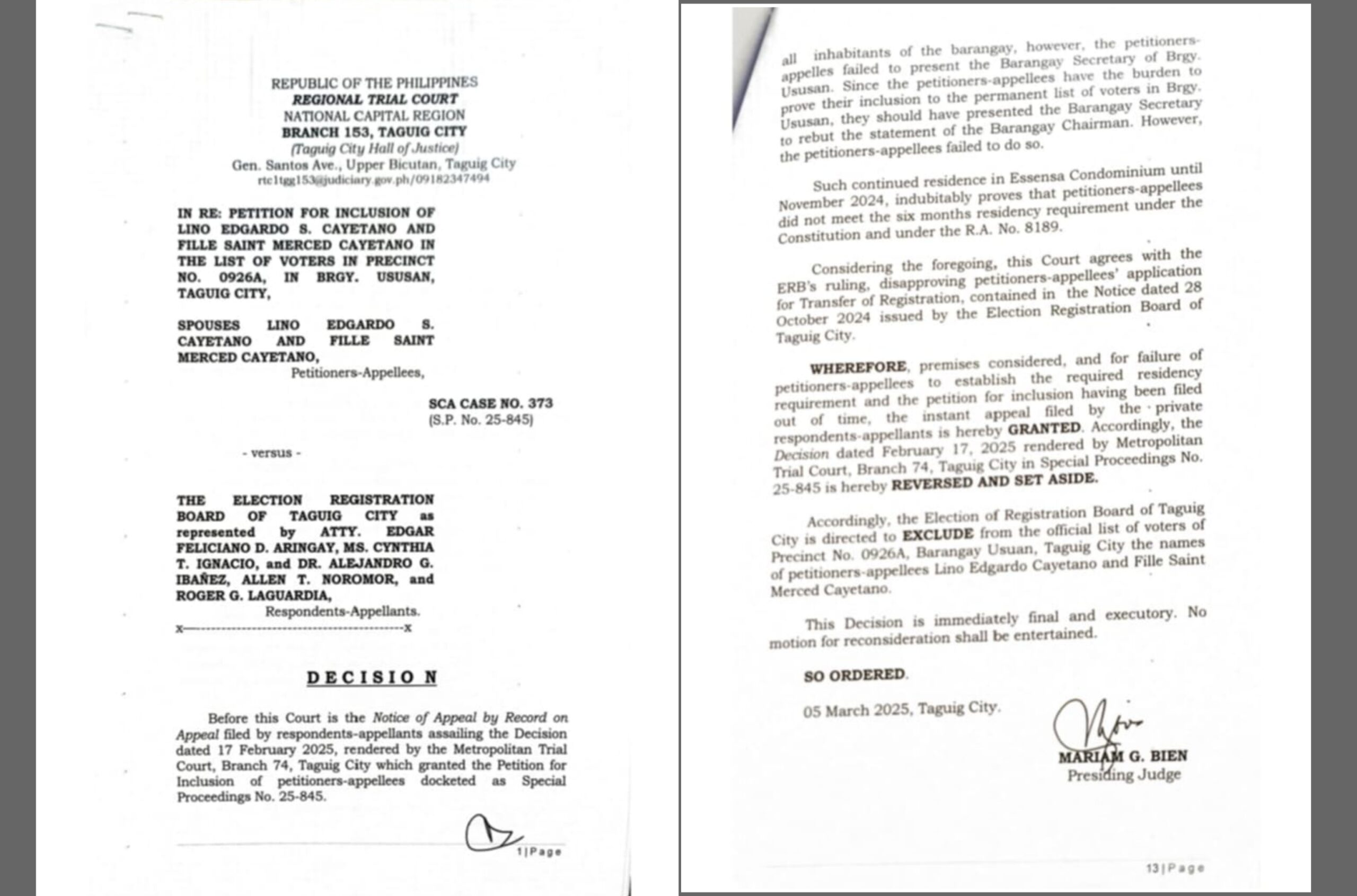 Kandidatura ni Direk Lino Cayetano, nabulilyaso