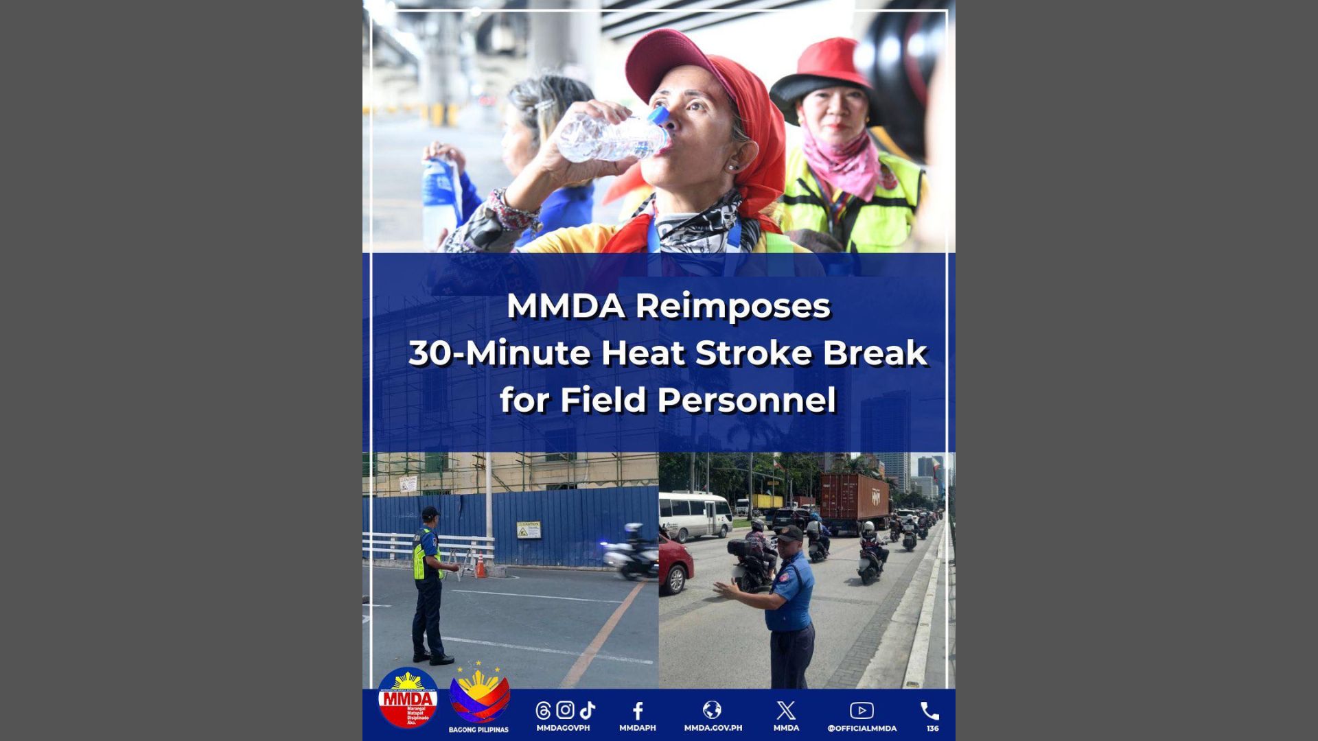Heat stroke break policy muling ipinatupad sa mga field personnel ng MMDA