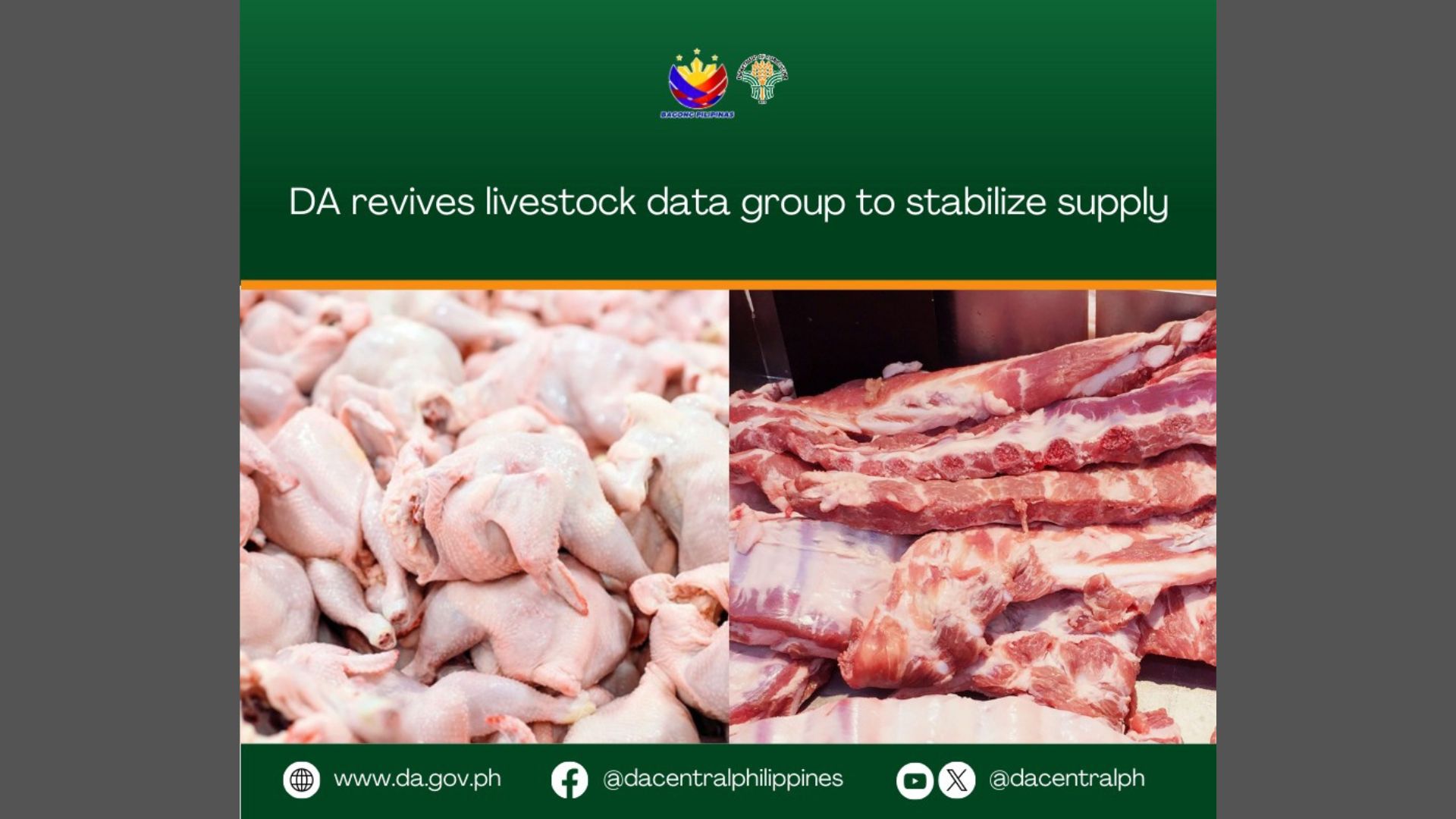 DA muling pinagana ang Inter-Agency Livestock Data Analytics Group para mabantayan ang presyo at suplay ng karne