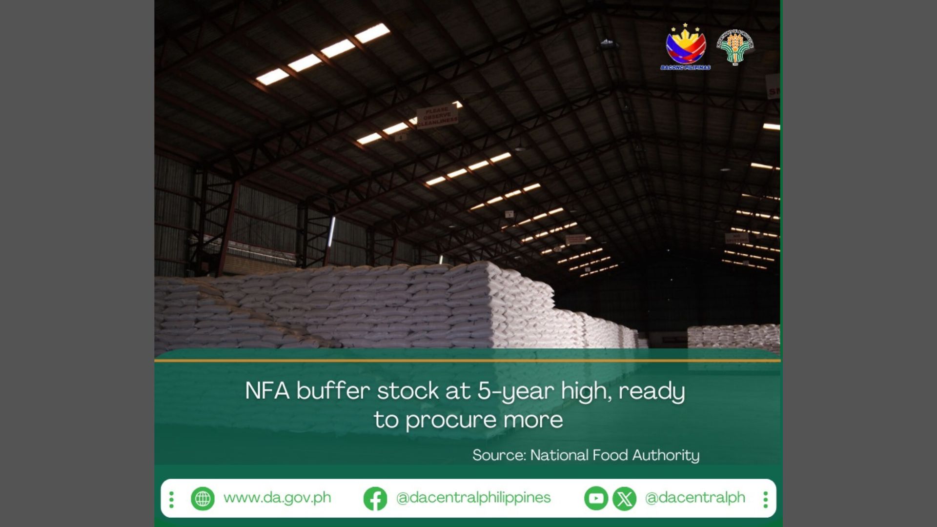 NFA naitala ang pinakamataas na imbentaryo ng buffer stock ng bigas