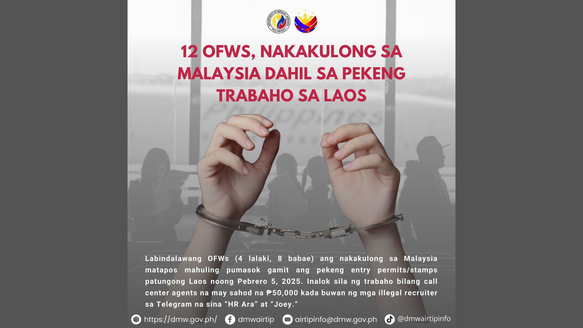 12 OFWs nakakulong sa Malaysia matapos mahatulan dahil sa pagpasok sa bansa gamit ang pekeng doumento