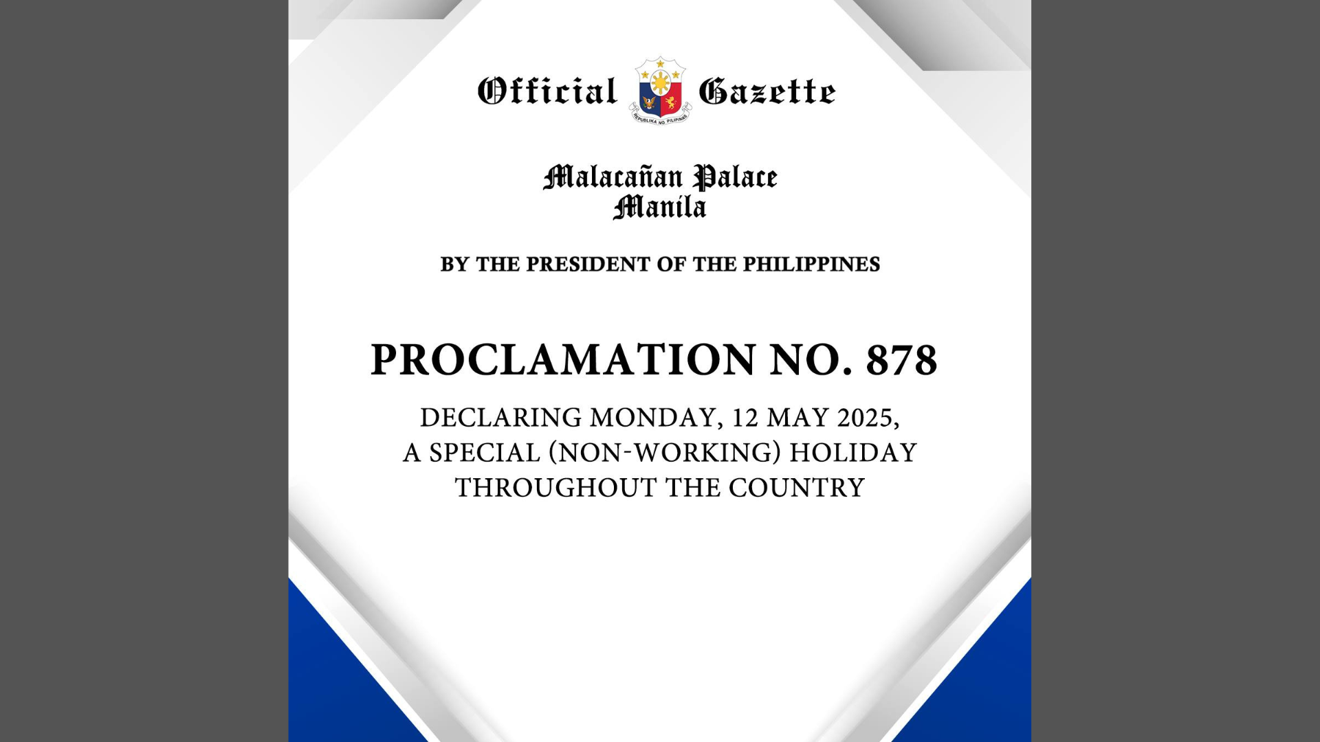 Araw ng halalan idineklarang special non-working holiday ng Malakanyang