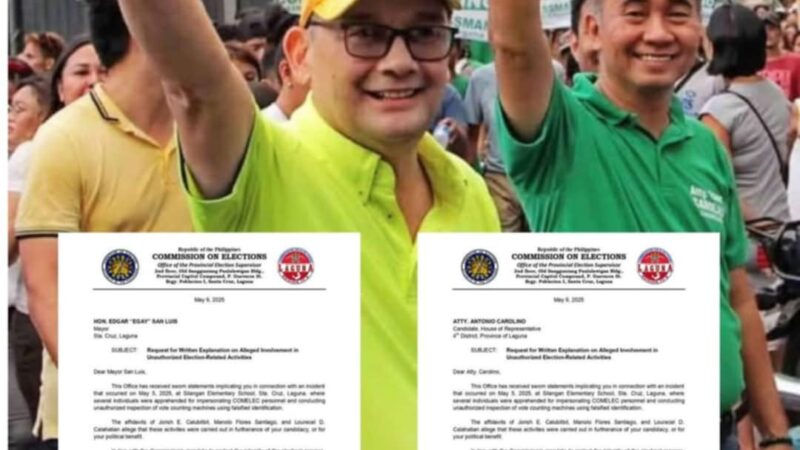Comelec pinagpapaliwanag sina Carolino ay San Luis sa diumano’y pagkakadawit sa tatlong naarestong nagpanggap na Comelec personnel