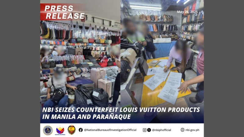 P120M na halaga ng pekeng “Louis Vuitton” products nakumpiska ng NBI sa Maynila at Parañaque