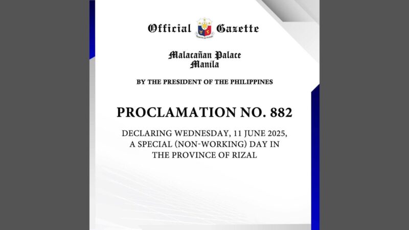 June 11 idineklarang special non-working holiday sa Malakanyang