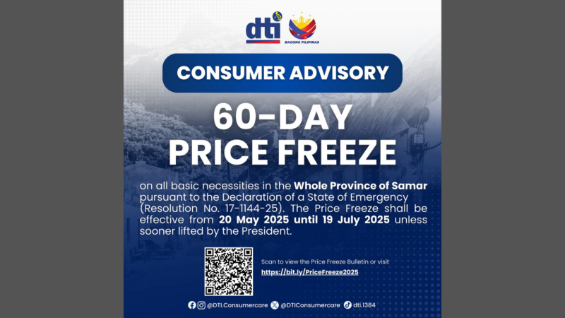 DTI nagpatupad ng prize freeze sa lalawigan ng Samar