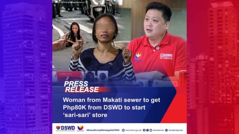 Babaeng nag-viral matapos lumitaw mula sa imburnal sa Makati, tatanggap ng P80K mula sa DSWD
