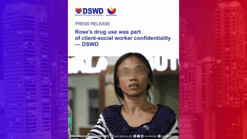 DSWD alam ang paggamit ng ilegal na droga ni Alyas Rose – ang babaeng nag-viral dahil sa paglabas sa imburnal sa Makati