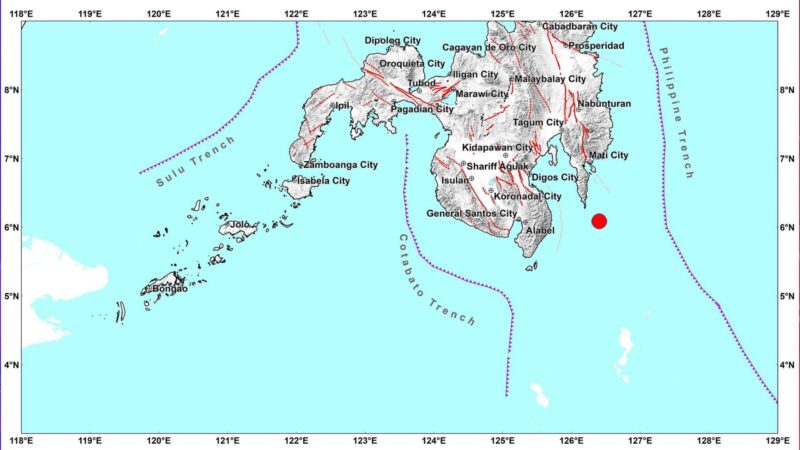 Magnitude 4.8 na lindol tumama sa Davao Oriental