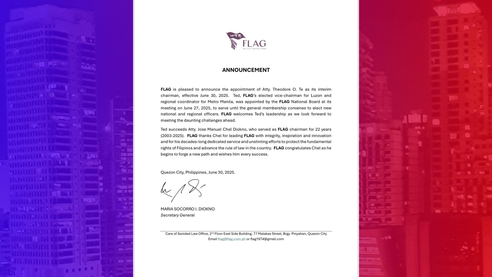 Dating Supreme Court spokesperson Theodore Te itinalaga bilang bagong chairman ng FLAG