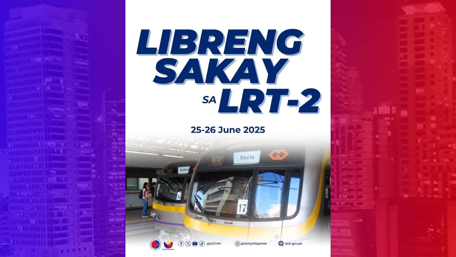 DOTr nagpatupad ng Libreng Sakay sa LRT-2 hanggang bukas, June 26