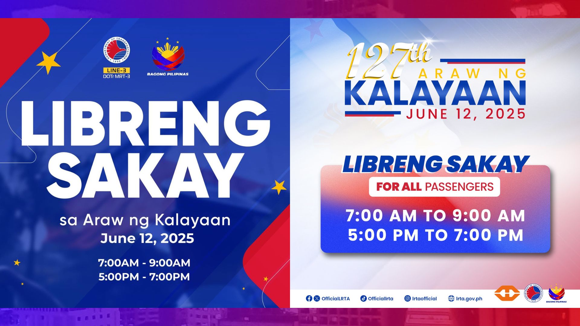 MRT at LRT may handog na Libreng Sakay sa Araw ng Kalayaan