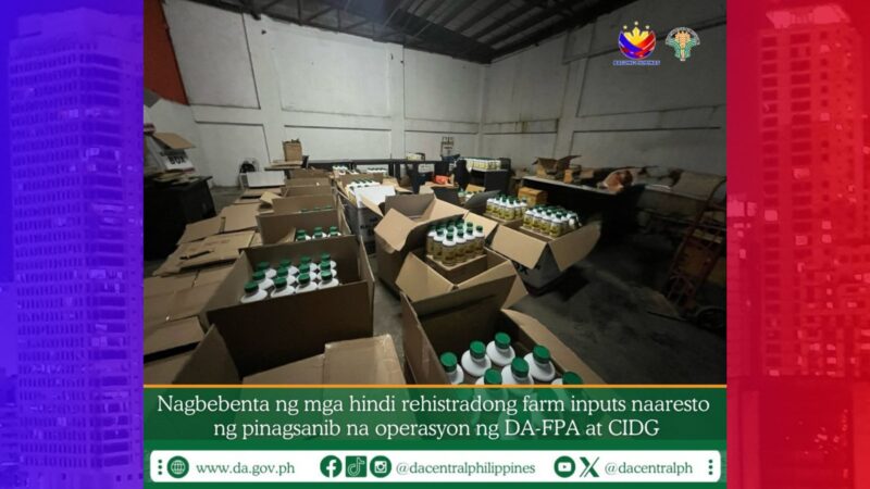 P4M na halaga ng hindi rehistradong farm inputs nakumpiska ng DA