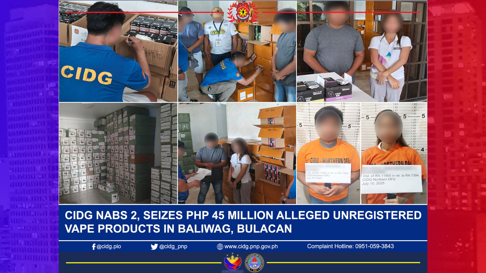 P45M na halaga ng hindi rehistradong vape products nasabat sa Bulacan; 2 arestado