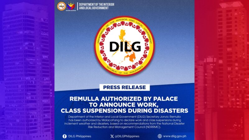 DILG Sec. Jonvic Remulla binigyang kapangyarihan ng Malakanyang para magdeklara ng class suspension