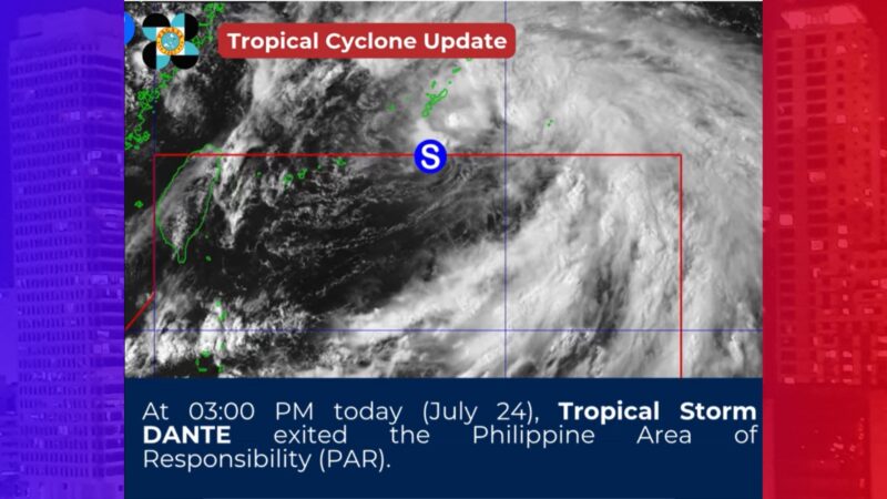 Bagyong Dante nakalabas na ng bansa