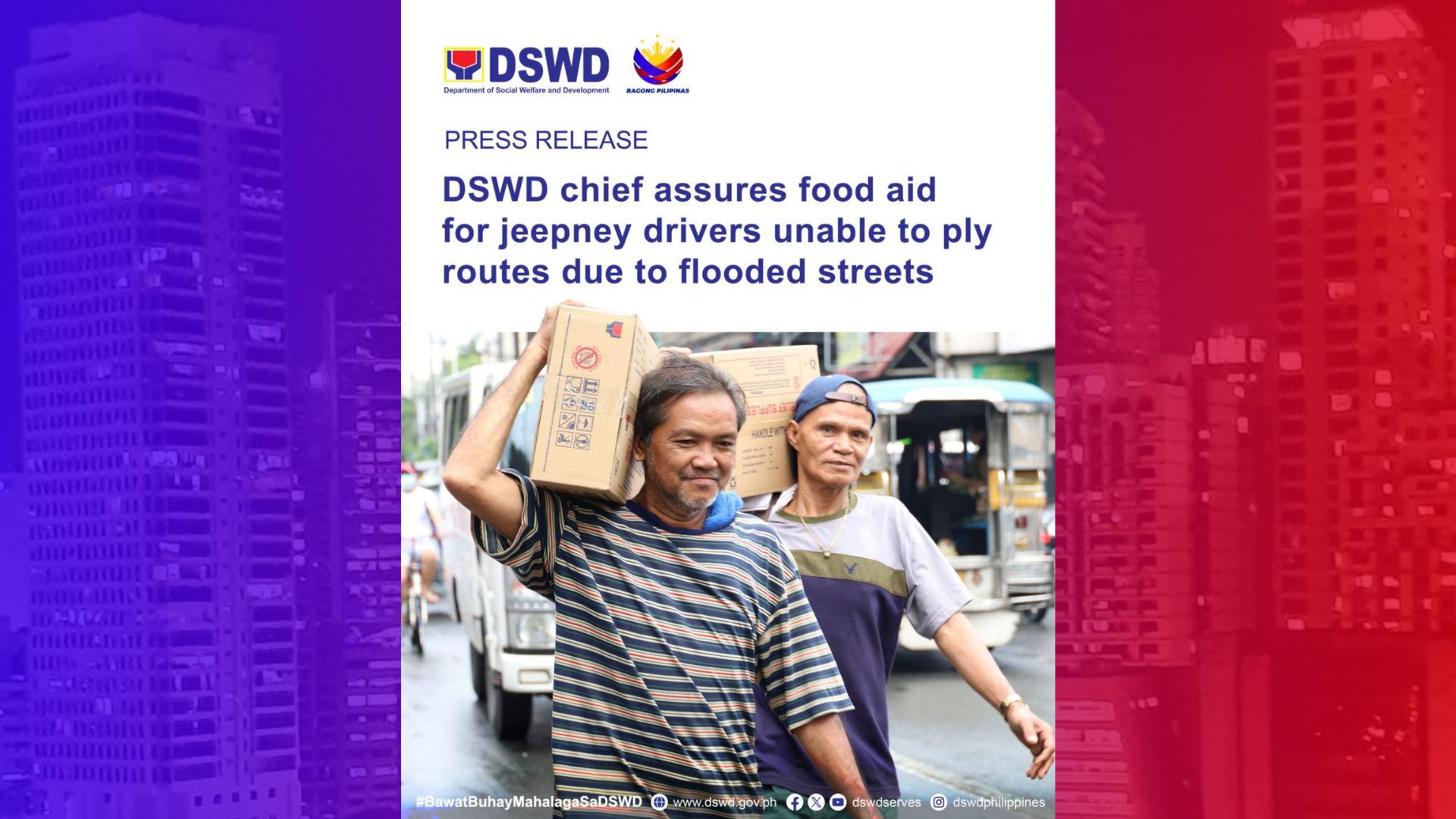 Mga tsuper na hindi nakabiyahe dahil sa pagbaha aayudahan din ng DSWD