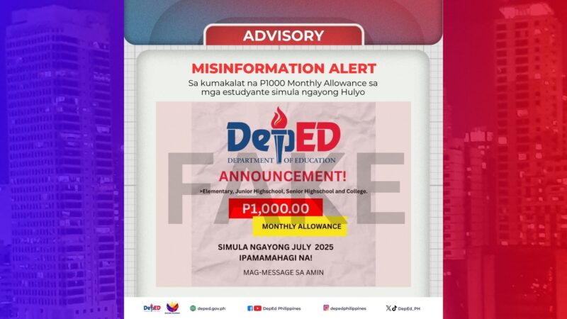 P1K allowance sa bawat estudyante, fake news ayon sa DepEd
