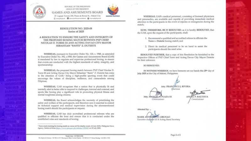 Torre vs Duterte Fight pangangasiwaan ng GAB