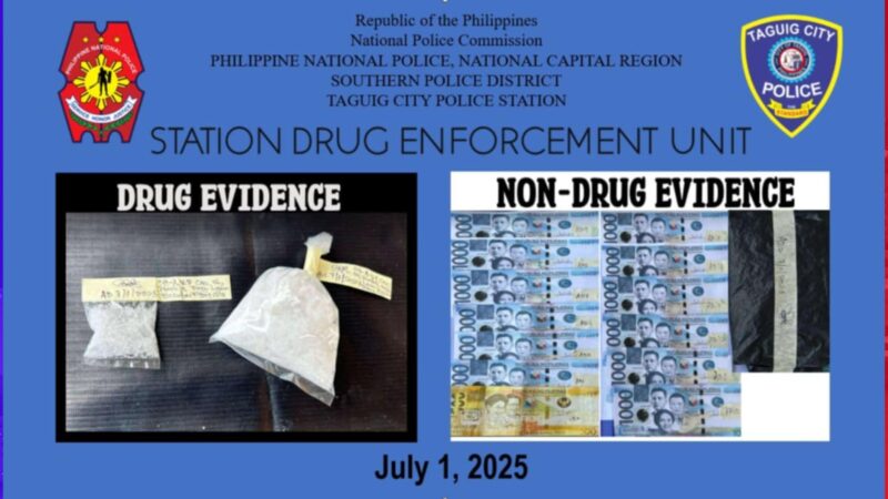 HVI timbog sa ₱756K na halaga ng ‘shabu’ sa Taguig buy-bust