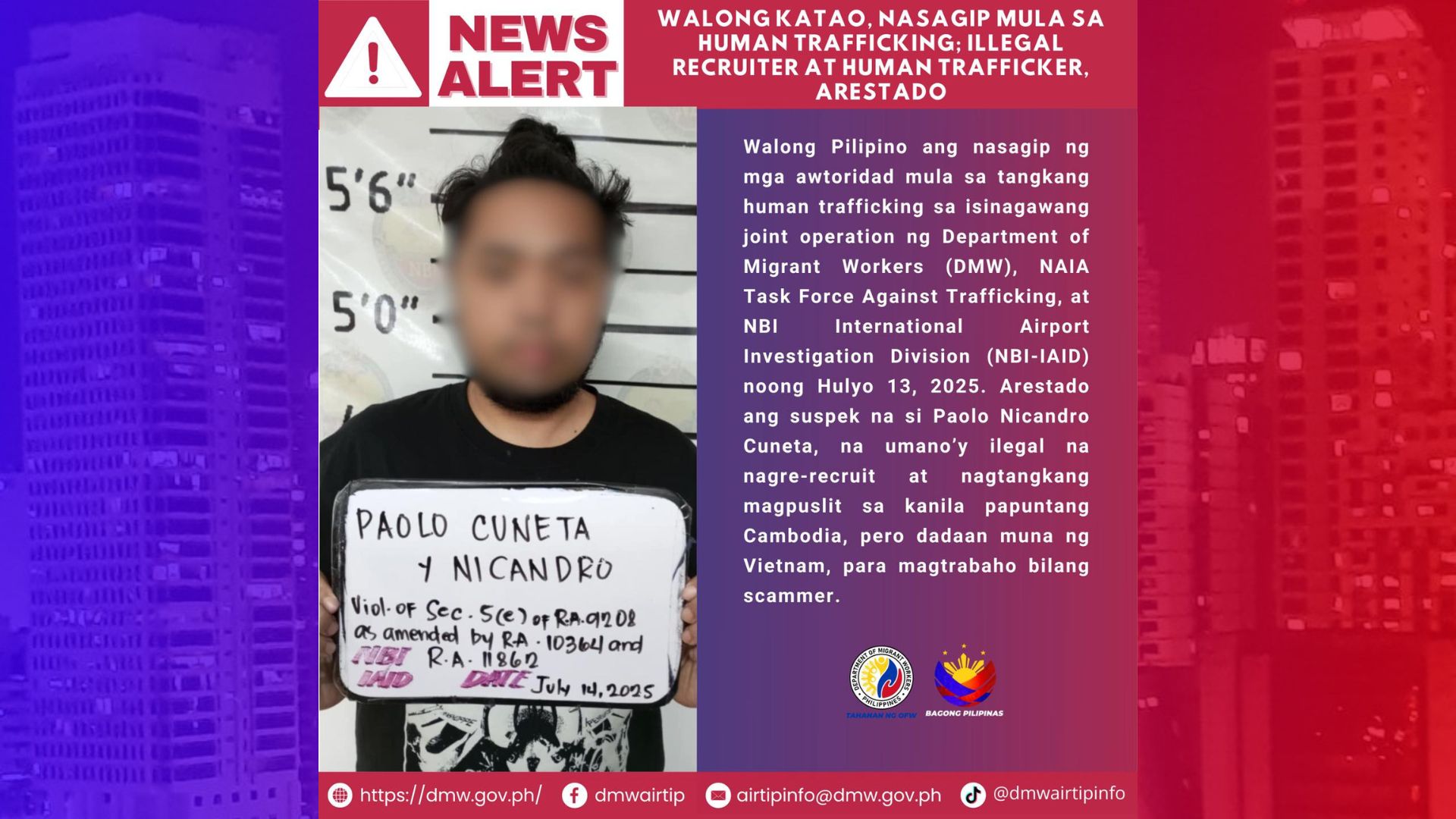 8 katao na gagawing scammer sa Cambodia naharang; recruiter arestado