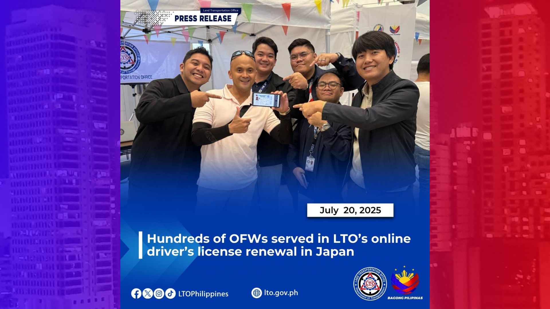 Daan-daang OFWs sa Osaka, nakapag-renew ng kanilang driver’slicense sa Serbisyo Caravan ng LTO