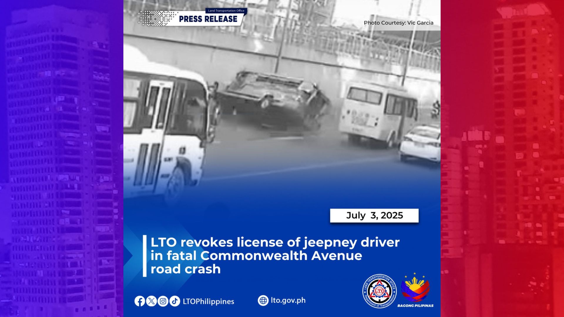 Lisensya ng driver ng jeep na nasangkot sa malagim na aksidente sa Commonwealth Avenue sa QC, binawi na ng LTO