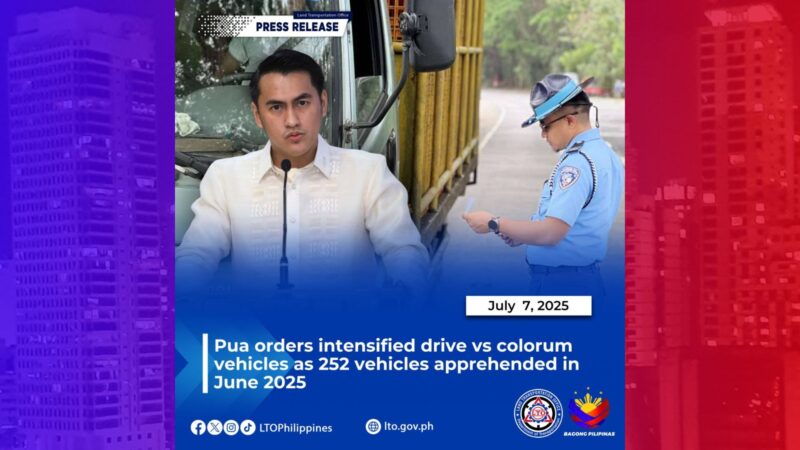 252 na colorum na sasakyan nahuli ng LTO noong Hunyo