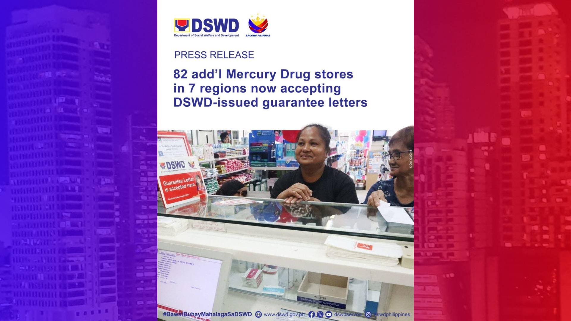 82 pang Mercury Drug stores sa bansa tatanggap na din ng guarantee letters mula DSWD