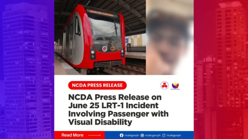 Diskriminasyon sa isang PWD sa LRT-1 ikinabahala ng NCDA