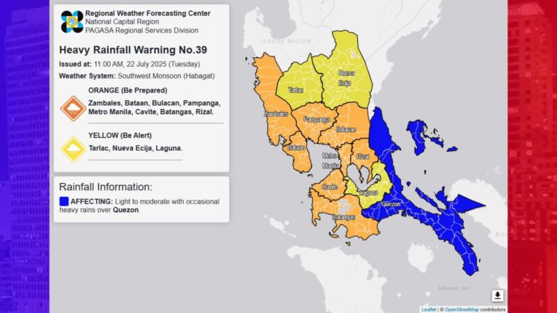 Orange warning nakataas pa rin sa NCR at 7 kalapit na lalawigan