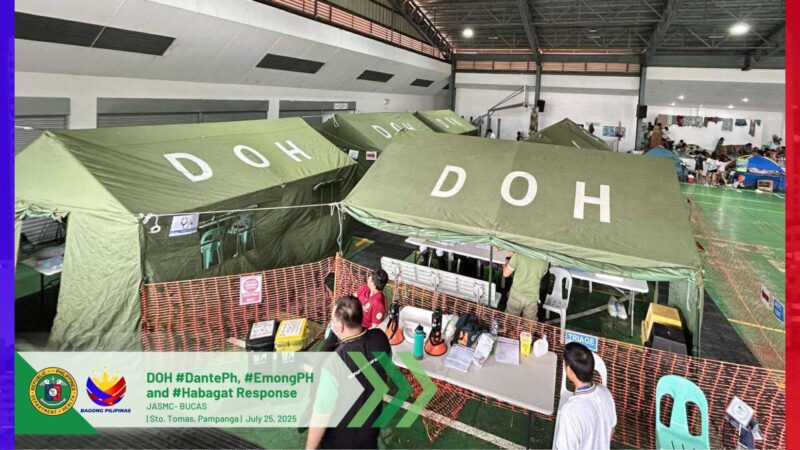 District Hospital sa Pampanga binaha; DOH nagtayo ng Emergency Medical Tent