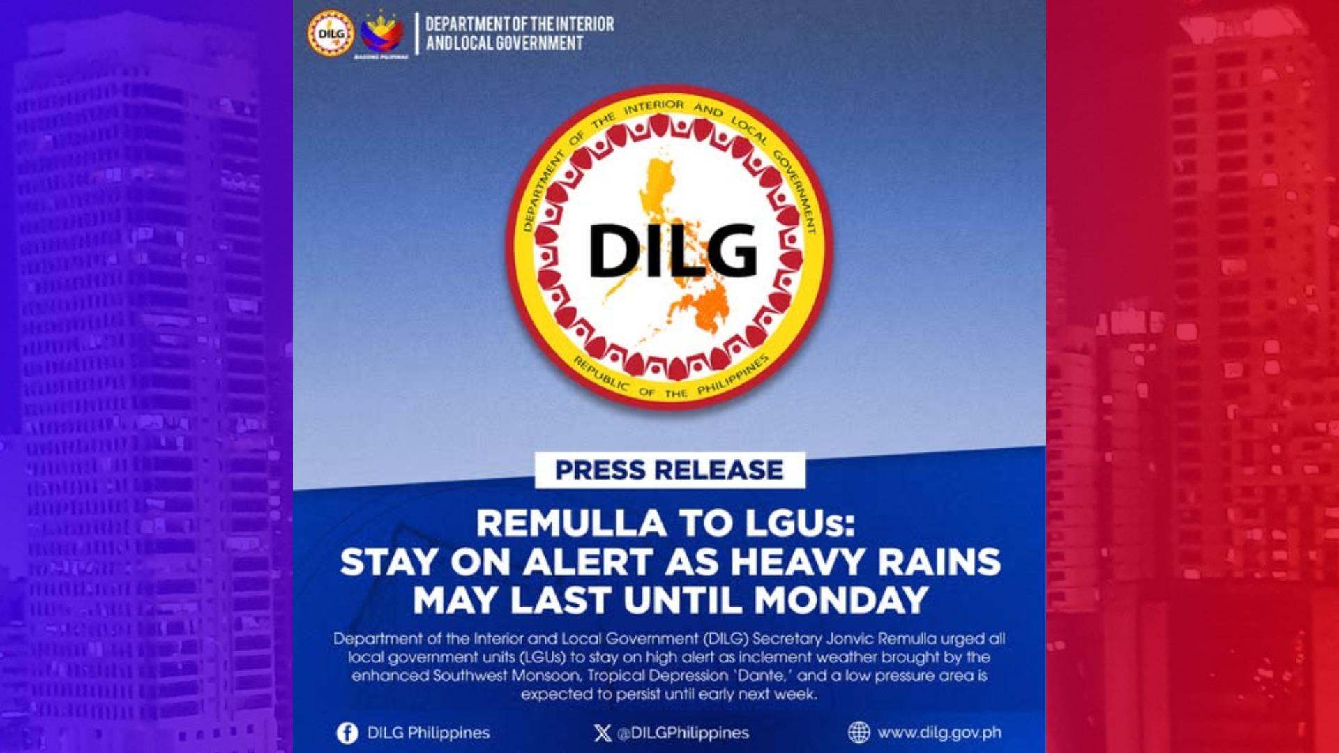 LGUs dapat manatiling alerto; sama ng panahon tatagal hanggang sa susunod na linggo