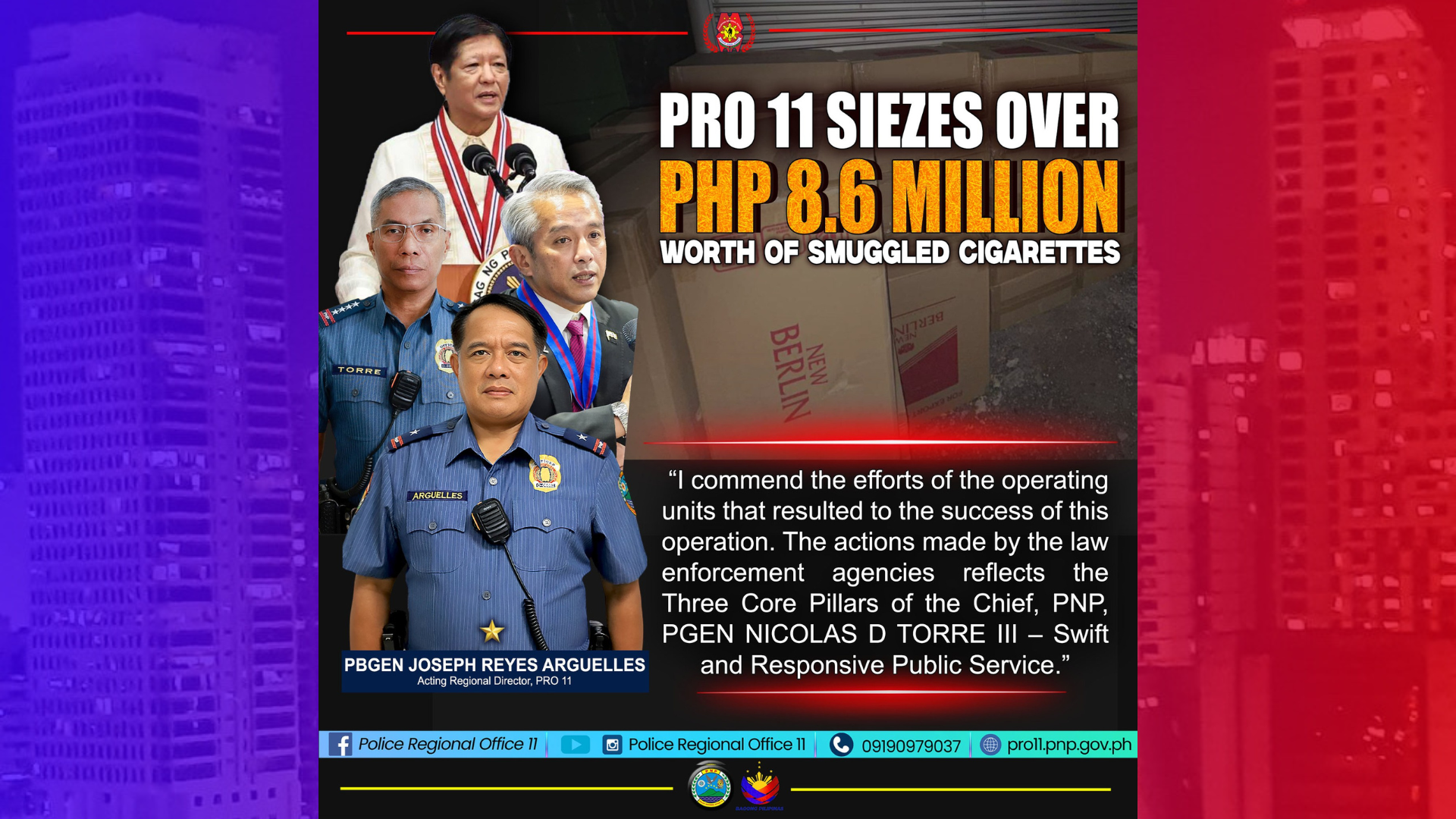 P8.6M na halaga ng smuggled na yosi nakumpiska sa Davao City