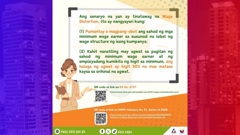 Wage Distortion dulot ng iiral na wage hike sa NCR pinareresolba sa employers