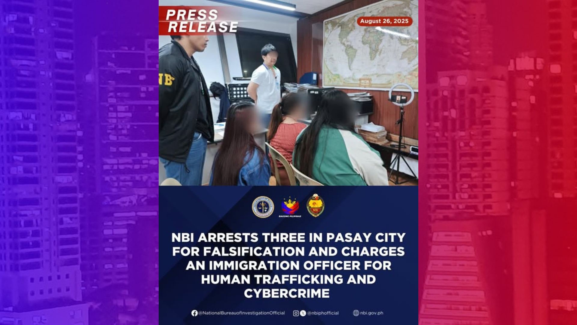 Immigration Officer sa NAIA kinasuhan ng human trafficking ng NBI; 3 Pinoy na peke ang OEC binigyan ng clearance para makaalis patungong Hong Kong