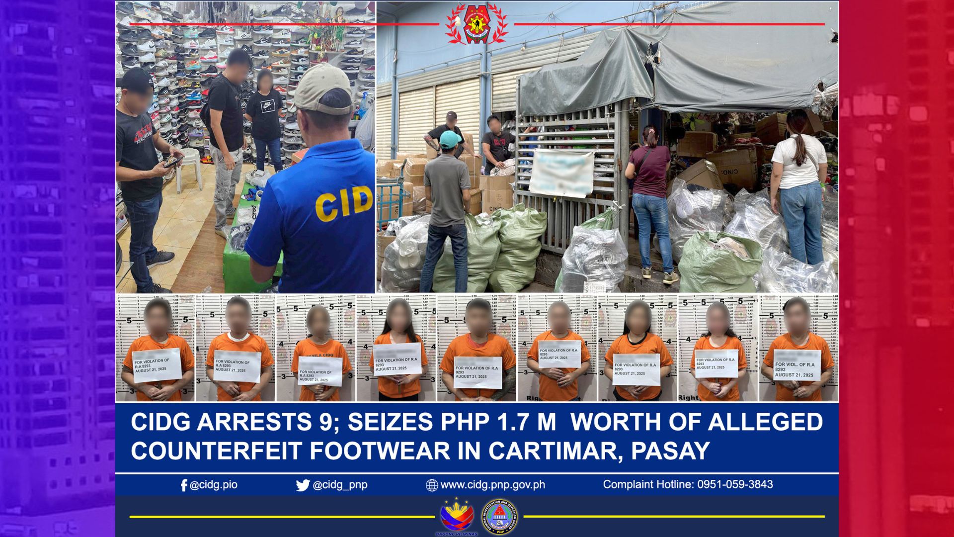 9 timbog sa pekeng sapatos sa Pasay