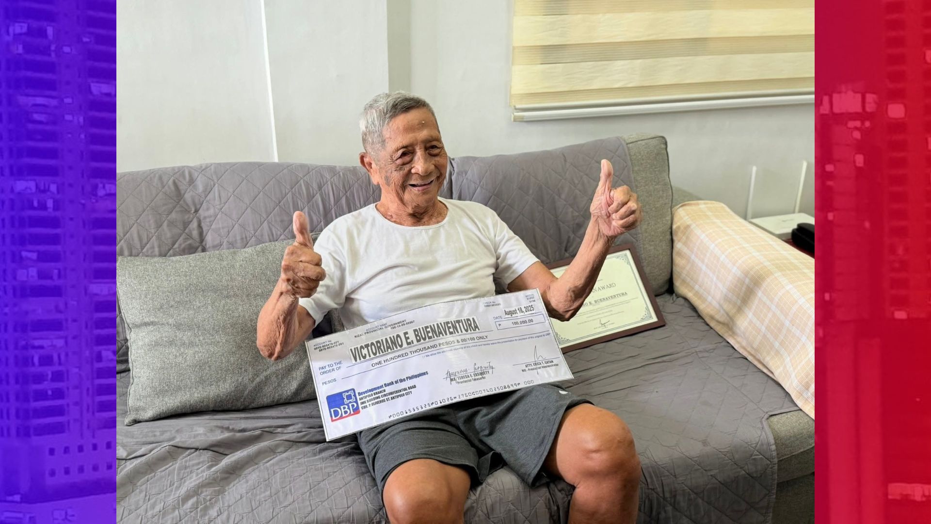 Centenarian sa Antipolo tumanggap ng P100K; Gulay at isda susi sa malakas na pangangatawan