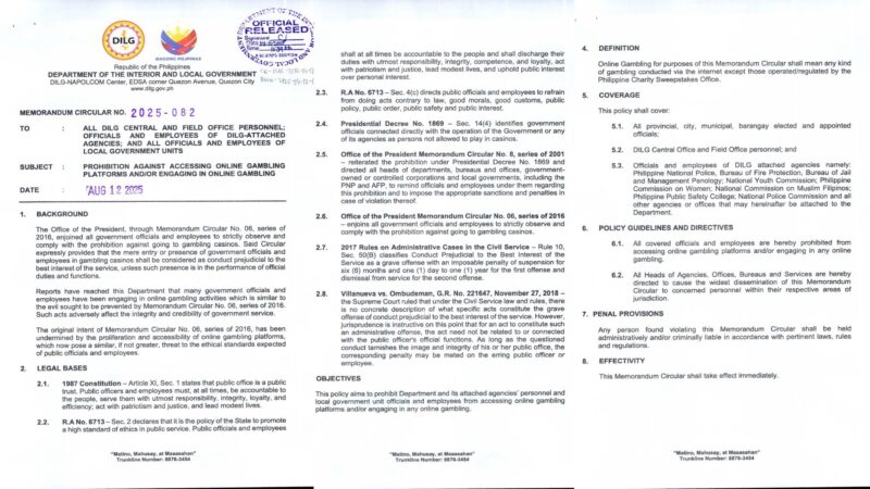 DILG employees, elected at appointed LGUs binawalan sa online gambling
