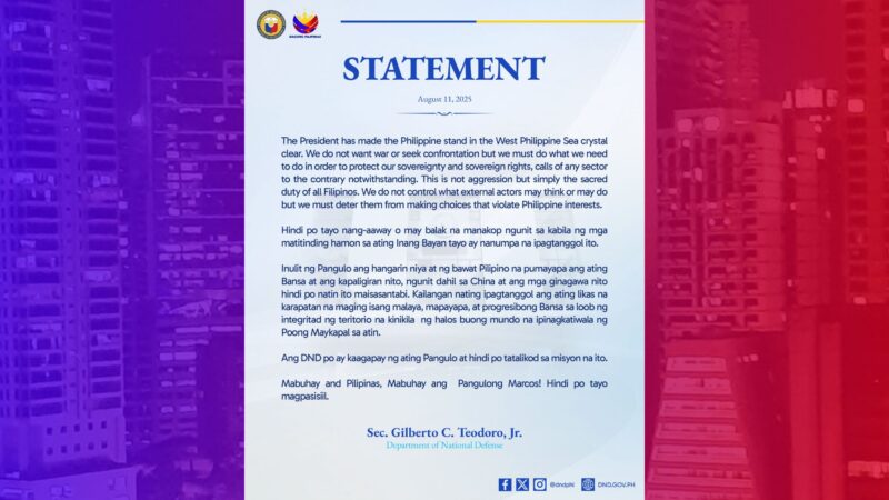 DND sinigurong hindi tatalikod sa misyon na protektahan ang teritoryo ng bansa