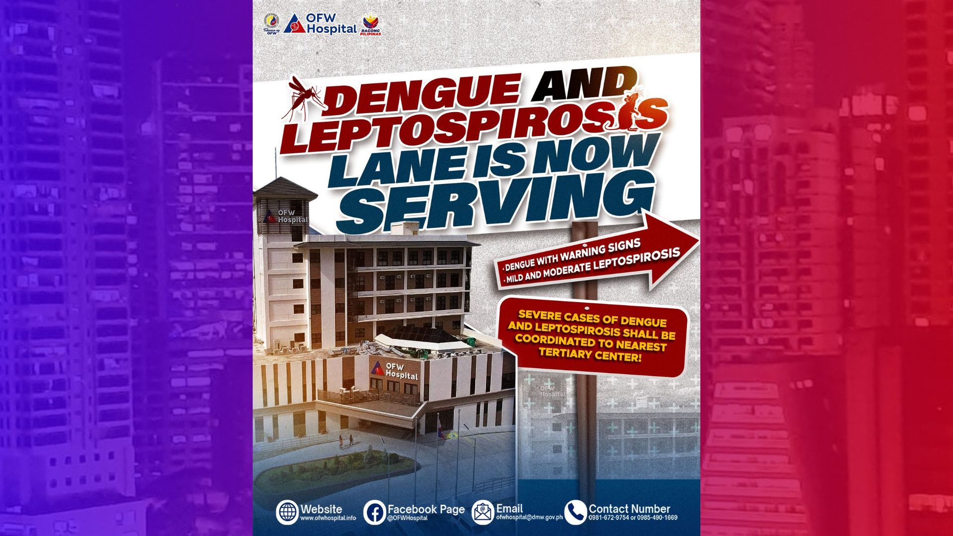 Dengue at Leptospirosis Lane binuksan sa OFW Hospital sa Pampanga