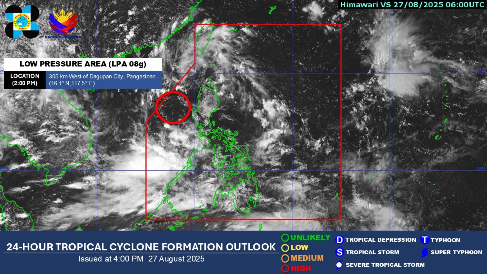 LPA sa Pangasinan tumaas ang tsansang maging bagyo
